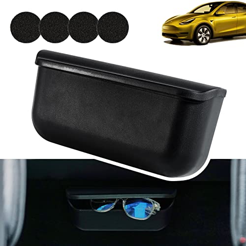 DEDC Tesla Sunglasses Holder for Model 3 Y - Silicone Organizer Storage Box with Velcro, Interior Accessory to Keep Your Car Organized and Your Sunglasses Within Reach