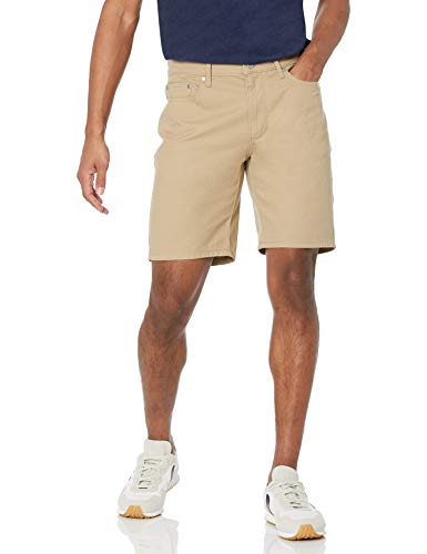 Amazon Essentials Men's Slim-Fit 9" Inseam Stretch 5-Pocket Short, Khaki Brown, 33