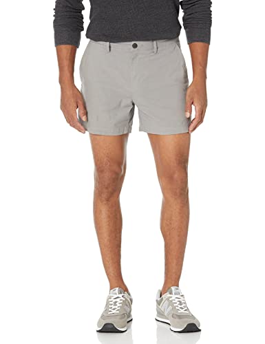 Amazon Essentials Men's Slim-Fit 5" Lightweight Comfort Stretch Oxford Short (Previously Goodthreads), Metallic Silver, 32