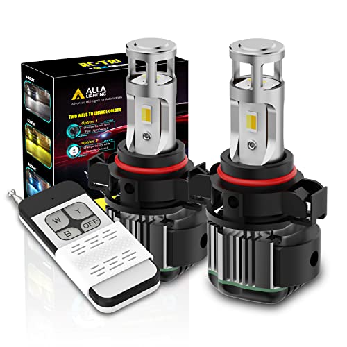 Alla Lighting Newest PSX24W 2504 LED Switchback Fog Lights Bulbs 12276 w/Remote Control, 6K White/3K Yellow/8K Blue 3-Color Easy Switch, Xtreme Super Bright