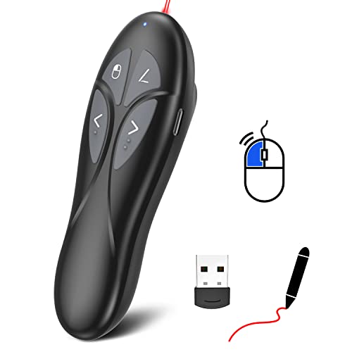 Presentation Clicker PowerPoint Wireless Presenter Remote: Auto Air Mouse Clicker with Laser Pointer, Rechargeable Red Mark Clickers for Computer Project Mac Slideshow PPT Google Slide Advancer