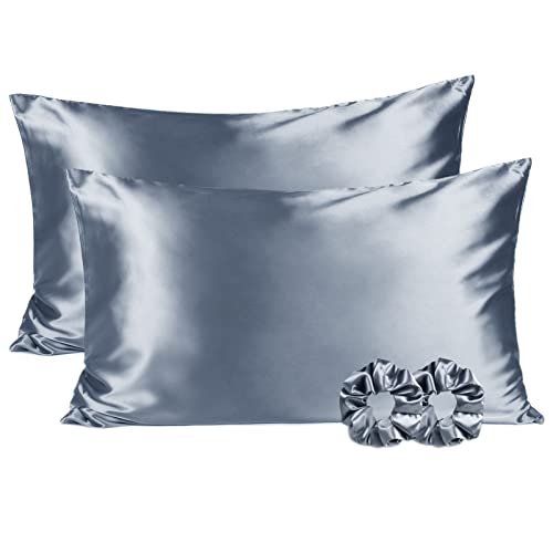 YANIBEST Satin Pillowcase for Hair and Skin Silk Pillowcase 2 Pack Cooling Satin Pillowcase with Zipper Soft Than Silk Pillowcase for Hair & Skin | Queen 20x30