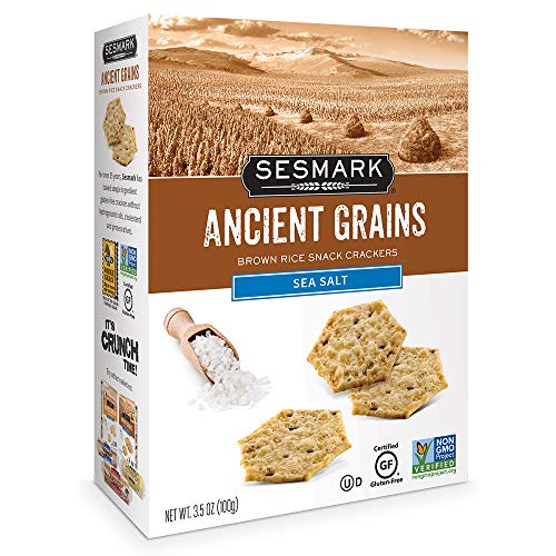 Sesmark Gluten Free Rice Crackers - Ancient Grains With Sea Salt - Non GMO Project Verified - 3.5 Ounce (Pack of 6)