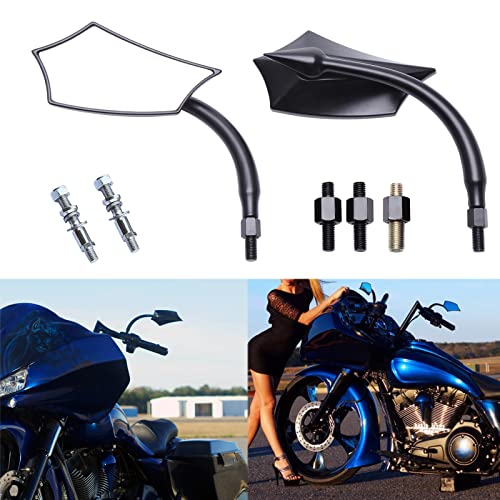 JMTBNO Black 8mm Motorcycle Rear View Mirrors Fits For Road King Street Glide Softail Electra Glide Road Glide Dyna Softail 1982-2018 2019 2020