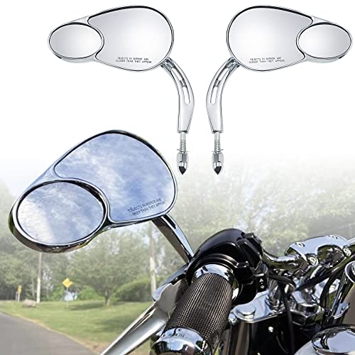 WOWTK Rearview Mirrors,Split Vision Mirrors for Harley Davidson 1982-2023 Most Models Road King Street Glide Road Glide Softail Iron 1200 Iron 883 Deluxe Fat Boy Sport Glide XG750 XG500,Chrome
