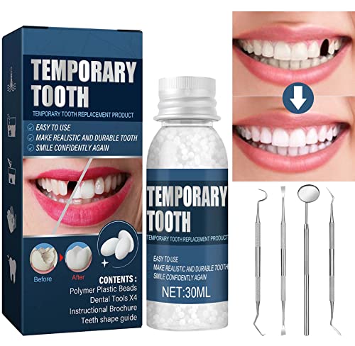 Tooth-Repair-Kit Fixing-The-Missing-and-Broken-Tooth-Replacements Temporary-Teeth-Filling-Repair-Kit-with-Mouth-Mirror Tartar-Scraper Dental-Probe Gum-Cleaner Regain-Confidence-Smile