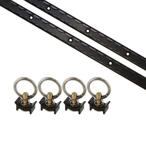 US Cargo Control 6 Piece Black L-Track Tie Down System, Includes L-Track Rails and Single Stud Fittings for Easy Installation, Versatile Trailer Tie Down System for Motorcycles, ATVs and More