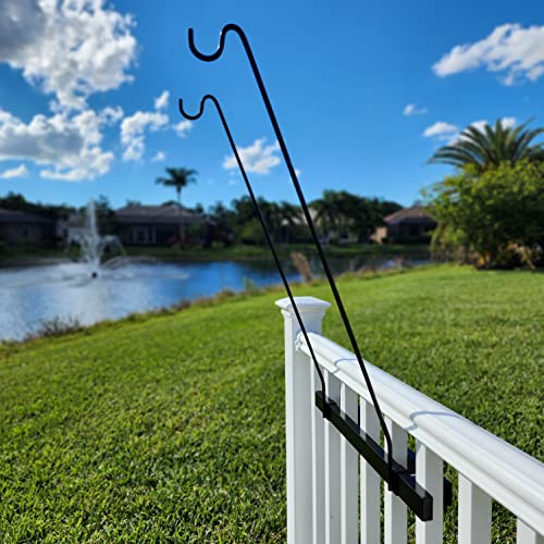 Long Hook Kits Ideal for Bird Feeders, Lighter Flower Baskets, Chimes, etc. for Vertical Spindled Deck Railings Only ((2) 34" on a 24" Mount)