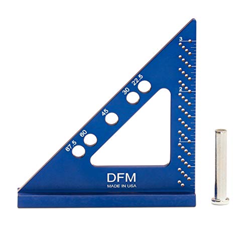 DFM Small Carpenter Square Made in USA with Fixed Miter Angle Pin (English - Blue)