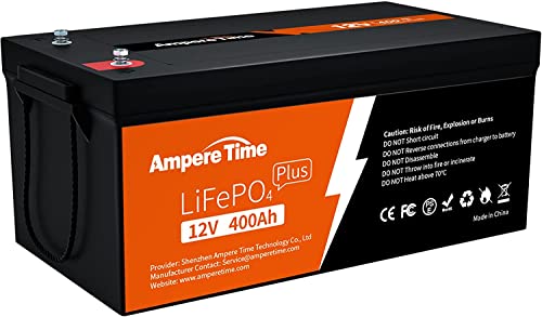 Ampere Time 12V 400Ah LiFePO4 Battery, 5.12kWh Lithium Battery Built-in 250A BMS, 4000-15000 Deep Cycles Battery, Perfect for Solar System, RV, Backup Power, Off-Grid and Marine Applications