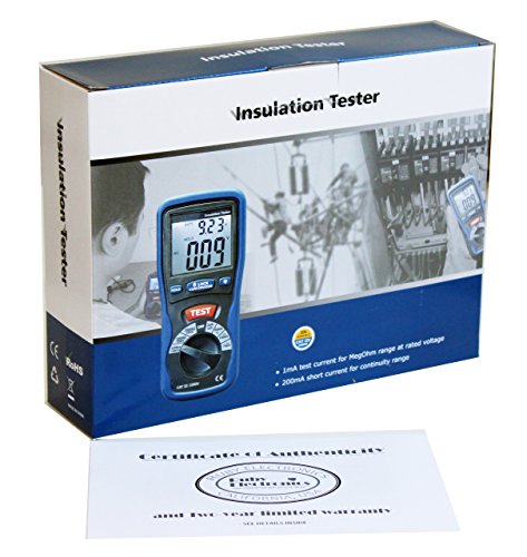 Ruby Electronics DT-5500 Digital Insulation Tester MegOhmMeter CAT III 1000V, 2000 Mega Ohm Meter, Dark Gray and Blue