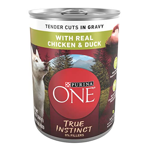 Purina ONE High Protein Wet Dog Food True Instinct Tender Cuts in Dog Food Gravy With Real Chicken and Duck - (12) 13 oz. Cans
