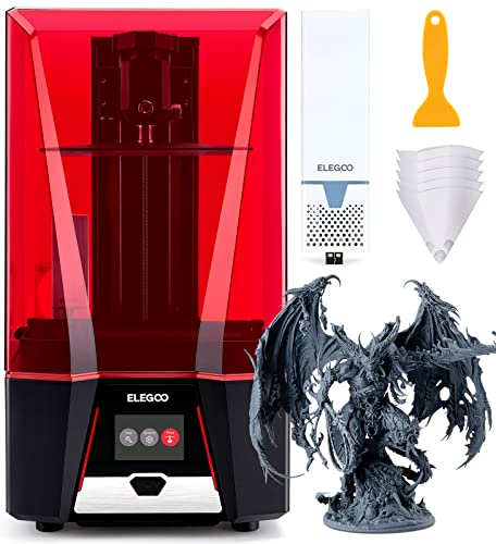 ELEGOO Saturn 2 8K 3D Printer, 10 inch Monochrome LCD MSLA UV Resin Printer with Odor Reducing Facility and Screen Protector, 8.6x4.8x9.8 Inch Larger Printing Size