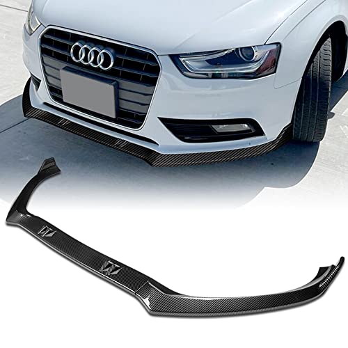 Q1-TECH, Front Bumper Lip fit for Compatible with 2013 - 2016 Audi A4 Quattro , Front Bumper Lip Spoiler Air Chin Body Kit Splitter , ABS , 2014 2015 , STP-Style +(Gift) (Painted Carbon Fiber)