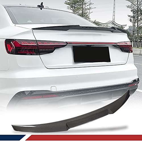 JC SPORTLINE Real Carbon Fiber Trunk Spoiler for Audi A4 S4 2017-2023 B9 Sedan Rear Trunk Lip Spoiler HighKick Rear Wing Spoiler Body Kits Factory Outlet (A Style)