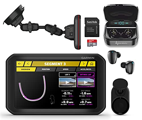 Garmin Catalyst, Driving Performance Optimizer for Motorsports and High Performance Driving, 6.95 inch with Wearable4U Pro Earbuds and MicroSD Bundle