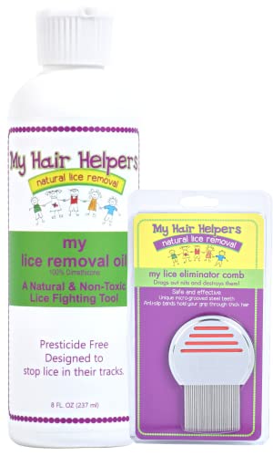 Dimethicone Oil and Lice Comb Kit for Head Lice, Works on 1-3 Children | Kid-Safe | 100% Effective