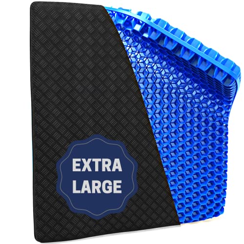 SATURAY Extra Large & Thick 19.5" Gel Cushion for Sitting - Coccyx, Tailbone, Sciatica - Wheelchair, Car, Recliner Cushion - Gel Seat Cushion for Long Sitting Pressure Relief - Wheel Chair Cushion