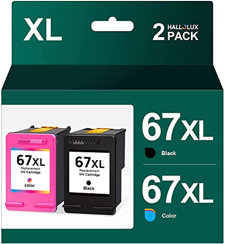 67XL Ink Cartridge Remanufactured Replacement for 67 67XL Ink Cartridges Black Color Combo Pack for Envy 6000 6055e 6400e 6455e 6458e DeskJet 2755e 2700 4100 4155e Printer (1 Black, 1 Tri-Color)