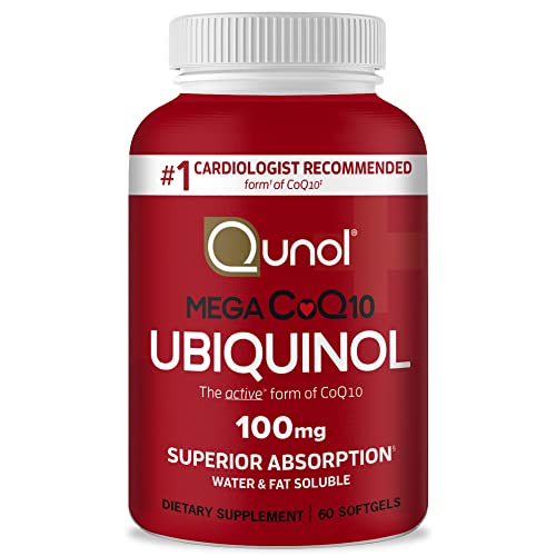 Ubiquinol CoQ10 Softgels, Qunol Mega Ubiquinol 100mg - Superior Absorption - Active form of Coenzyme Q10 for Heart Health & Healthy Blood Pressure Levels - 2 Month Supply - 60 Count