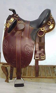 Star Trading Company Collection Youth Stock Man Bush Rider with Horn Australian Stock Genuine English Horse Saddle, Size 14" to 18'' inches Seat (17.5'' Inch)