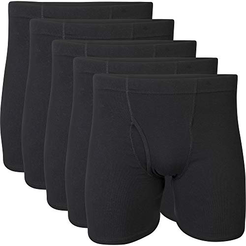 Gildan Men's Underwear Covered Waistband Boxer Briefs, Multipack, Black (5-Pack), X-Large