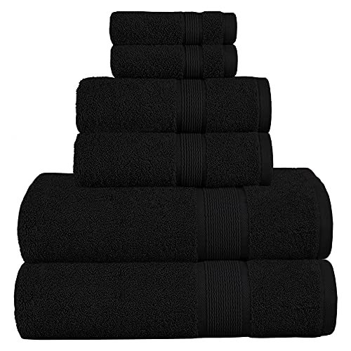 TRIDENT Bath Linen Set, 650 GSM Hemp Cotton, Towels for Bathroom, Highly Absorbent, Super Soft, Bathroom Towels 6 Piece Set (2 Bath Towels, 2 Hand Towels, 2 Washcloths, LoftGray)