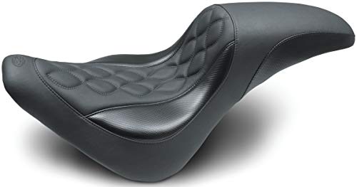 Mustang Motorcycle Seats 75065 Tripper Fastback One-Piece Seat for Harley-Davidson Softail Slim 2018-'21, Double Helix, Black
