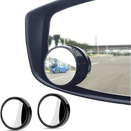 KEWAYO 2 Pack Automotive Blind Spot Mirrors, Small Round Convex Adjustable 360Rotate Wide Angle Car Rear View Nirror for All Universal Vehicles Car Fit Stick-on Design