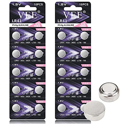 VEEEDDY LR41 Battery 384 AG3 392 L736 1.5V Button Battery 20Pack