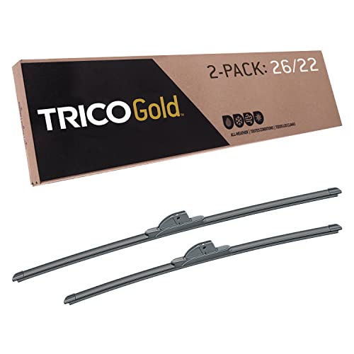TRICO Gold 26 & 22 Inch Pack of 2 Automotive Replacement Windshield Wiper Blades for My Car (18-2622), Easy DIY Install & Superior Road Visibility