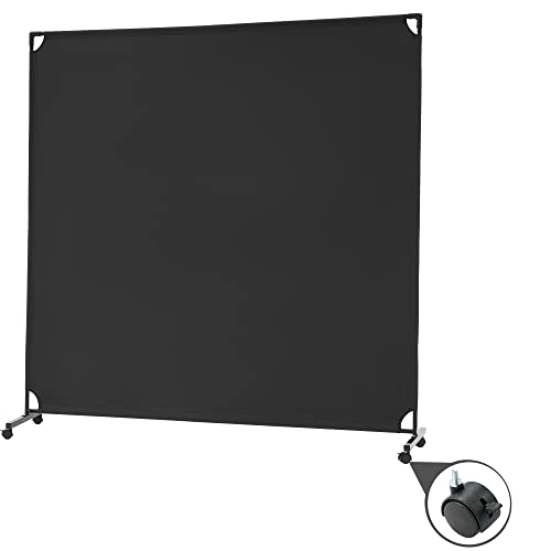 Spurgehom 6FT Single Panel Rolling Room Divider, Partition Privacy Screens with Wheels, Freestanding Fabric Room Panel, Portable Wall Divider for Office, Room,Restaurant, Hospital (Black)