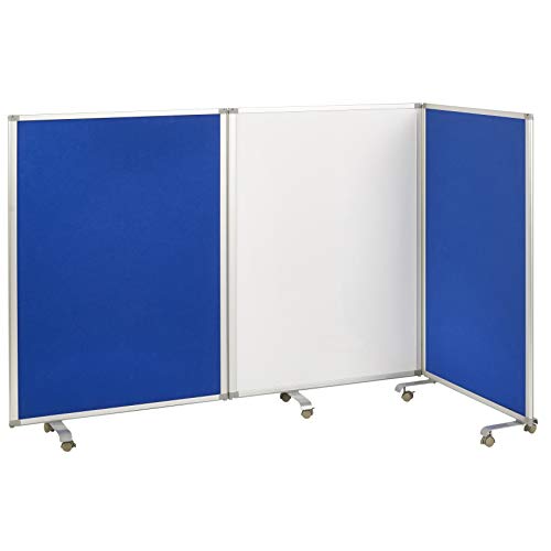 ECR4Kids Mobile Dry-Erase Room Divider and Partition, Double-Sided, Rolling Caster Wheels, 3-Panel Dry-Erase Board, Collapses for Easy Storage