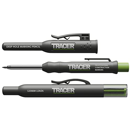 TRACER Deep Hole Construction Pencil with 6x Replacement Lead Pack and accompanying Site Holsters all-in-one Marking Kit