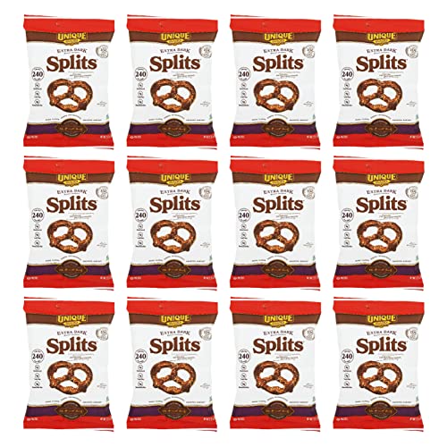 Unique Snacks - Extra Dark Splits, 2.12 Ounce Bags, (Pack of 12)