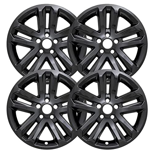 OxGord 18 inch Wheel Skins for 2011-2017 Ford Explorer (Set of 4) Impostor Wheel Covers for 18 inch Gloss Black ABS Wheels- Auto Tire Replacement Exterior Cap Cover