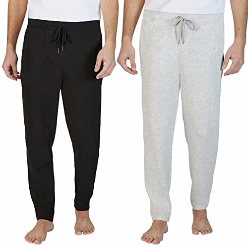 Eddie Bauer Men's Super Soft 2 Pack Lounge Joggers (Black/Light Heather Grey, Large)