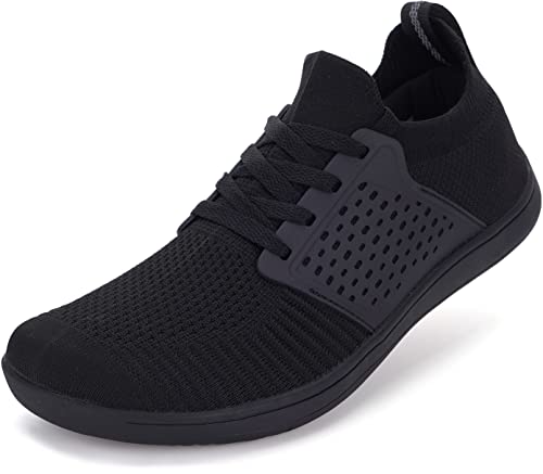 WHITIN Women's Minimalist Barefoot Low Zero Drop Shoes Female Sneakers Width Ladies Size 7 Wide Toe Box Walking Trail Running Minimus Tennis Gym Cross Camping Trekking Fitness Casual Black 38