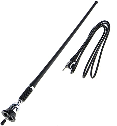 16.9 Inch Car FM AM Radio Antenna, Flexible Mast Radio FMAM Antenna Universal Car Stereo Auto Roof Fender Radio AM FM Wing Mount Signal Aerial Antenna with Antenna Extension Cable