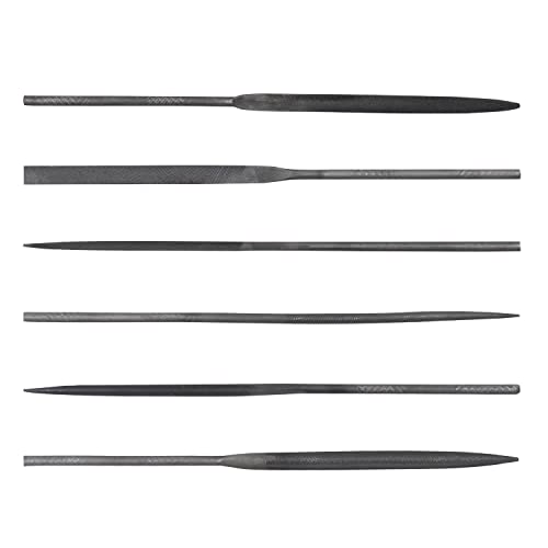 EFNAN 6pcs Needle File Set Without Handle, 5.5'' Swiss Pattern File, Double Cut with Medium Teeth, Ideal for Precise and Detailed Work as Model Shaping, Deburring, Metal, Wood, 3D-Print, etc.