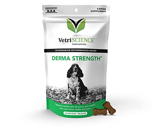 VETRISCIENCE Derma Strength Allergy Dog Chews for Itchy Skin and Immunity with Omega 3, 70 Soft Chews - Supports Healthy Skin and Coat for Dogs and Seasonal Allergies