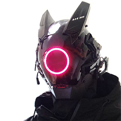 Cosplay Mask for Men Women, Futuristic Punk Techwear, Mask Cosplay Halloween Fit Party Music Festival Accessories (Red)