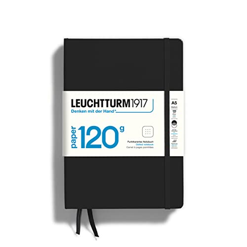 LEUCHTTURM1917 - 120G Special Edition - Medium A5 Dotted Hardcover Notebook (Black) - 203 Numbered Pages with 120gsm Paper
