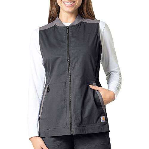 Carhartt Women's Modern Fit Zip-Front Utility Vest, Dark Pewter, Extra Large