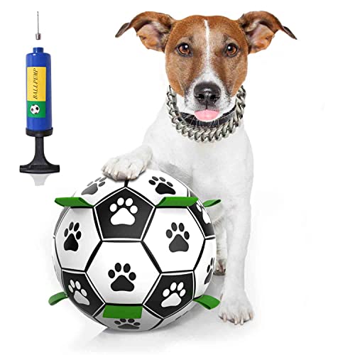 Canmilar Dog Toys Soccer Ball, Interactive Dog Toys for Tug of War, Puppy Birthday Gifts, Dog Tug Toy, Dog Water Toy, Durable Dog Balls for Dog