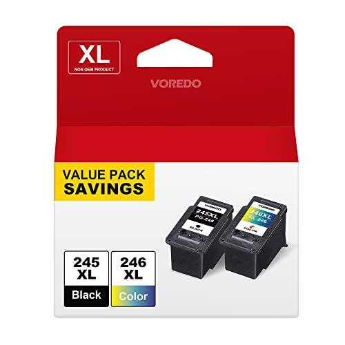 245XL 246XL Combo Pack Compatible for Canon Ink Cartridges 245 and 246 246XL 245 XL Ink Cartridges for Canon Printers Pixma TR4520 TS202 TS302 TS3320 MG2522 MG2525 MX490 MX492 IP2820, 1 Black 1 Color