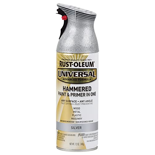 Rust-Oleum 245219 Universal All Surface Hammered Spray Paint, 12 oz, Silver