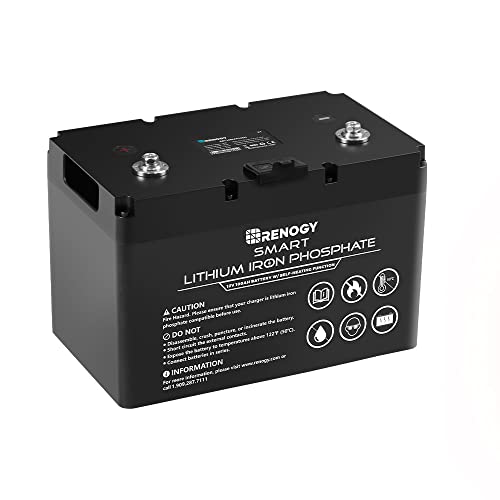 Renogy Smart Lithium-Iron Phosphate Battery 12V 100Ah w/ Self-Heating Function for RV, Solar, Marine, and Off-grid Applications