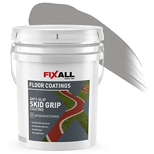 FIXALL Skid Grip Anti-Slip Coating, 5 Gallons, Smoke, Exceeds ADA Standards, Ideal for Safety Areas, Slip-Resistant Pavement, Cement & Concrete Paint