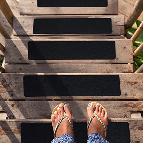 S&X Stair Treads Non-Slip Outdoor Grip Tape, 12-Pack, 6 x 30 Pre-Cut Anti Slip Tape, Black